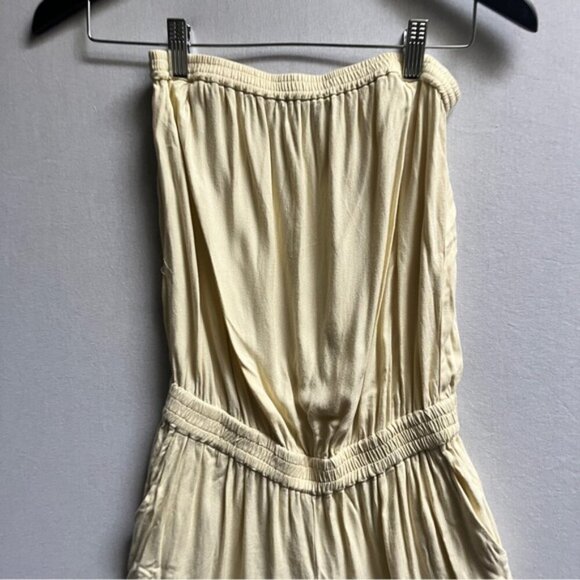 Sunday Best Aritzia Tabata yellow strapless jumpsuit Sz XS - Picture 6 of 13